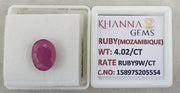4.02/CT Natural Ruby Stone with Govt. Lab Certificate-15897S205554